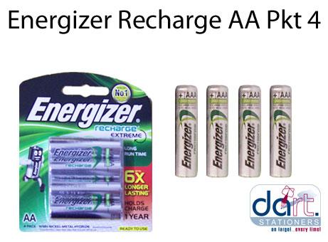 BATTERIES ENERGIZER RECHARGE AA PKT 4 2300MAH