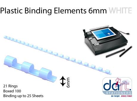 BINDING ELEMENTS  6MM WHITE