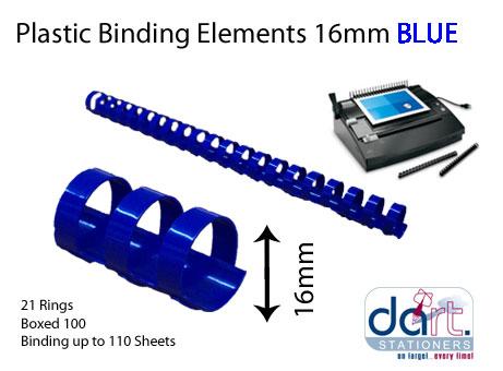 BINDING ELEMENTS 16MM BLUE