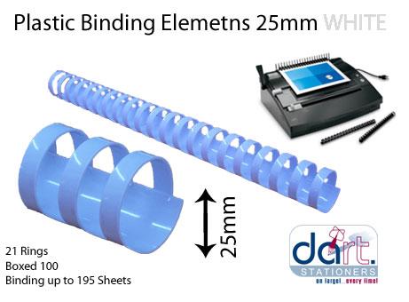 BINDING ELEMENTS 25MM WHITE