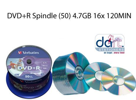 DVD+R SPINDLE (50) 4.7GB 16x 120MIN VERBATIM
