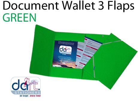 DOCUMENT WALLET 3 FLAP GREEN BOARD