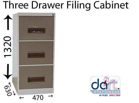 THREE DRAWER FILING CABINET GREY