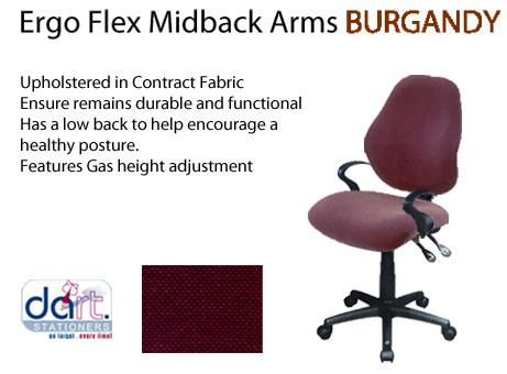 CHAIR ERGO FLEX M/BACK ARMS BURGANDY