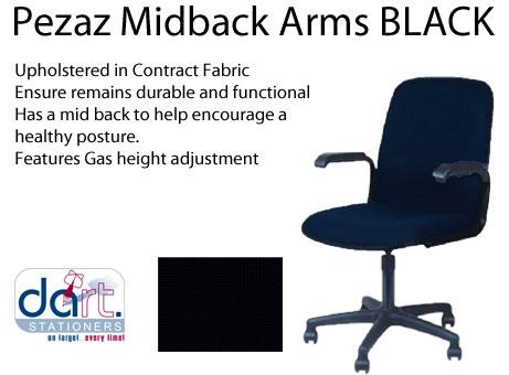CHAIR PEZAZ MIDBACK ARMS FABRIC BLACK