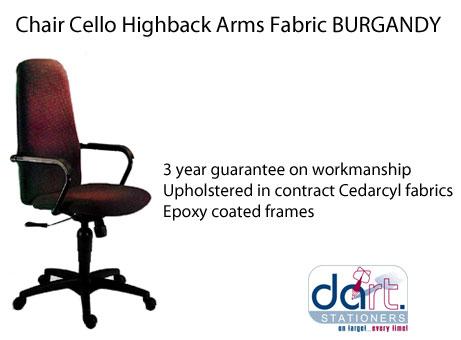 CHAIR CELLO HIGHBACK ARMS FABRIC BURGANDY