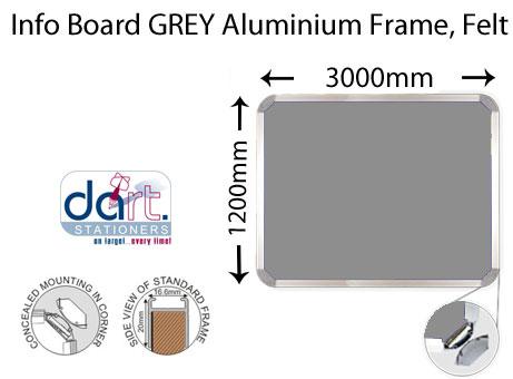 INFO BOARD 3000X1200 ALUMIN FRAME GREY