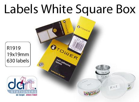 LABELS 19x19 WHITE SQUARE BOX