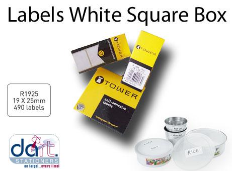 LABELS 19x25 WHITE SQUARE BOX