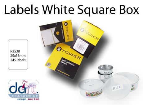 LABELS 25x38 WHITE SQUARE BOX