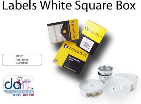 LABELS 45x13 WHITE SQUARE BOX
