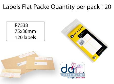 LABELS FLAT PACK  38X75 WHITE