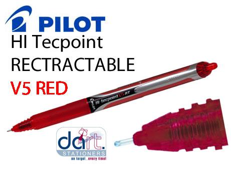 PILOT HI TEC V5 RETRACTABLE RED