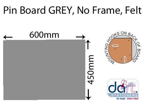 PIN BOARD 600X450MM N/F GREY