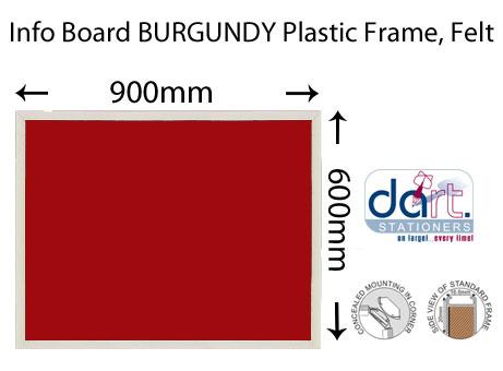 INFO BOARD 900X600 BURGANDY PLASTIC FRAME