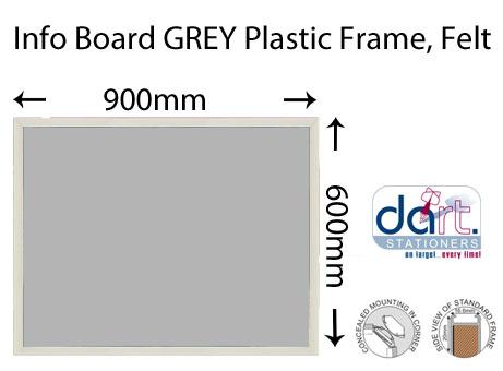 INFO BOARD 900X600 GREY PLASTIC FRAME