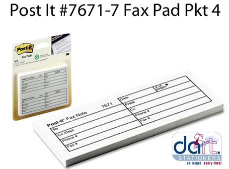 POST IT #7671-4  FAX PAD  PKT 4