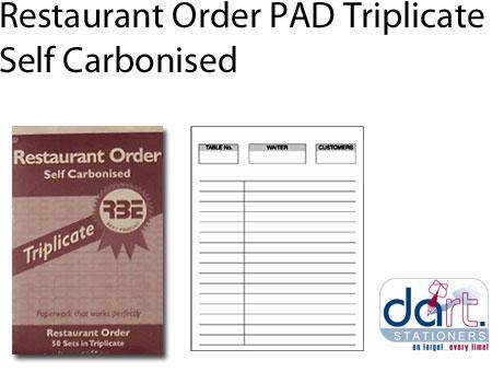 RESTAURANT ORDER PAD TRIPLICATE A6 50 SETS