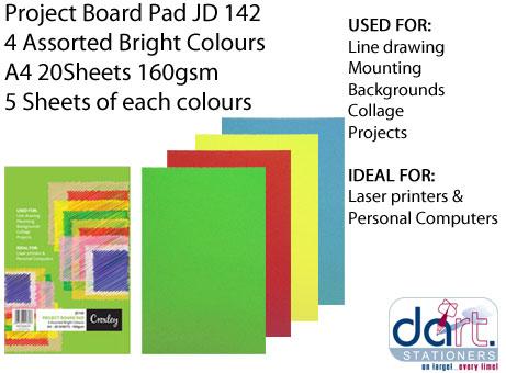 PROJECT PAD BOARD ASSTD A4 20SHTS