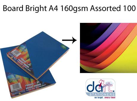 BOARD BRIGHT A4 160GSM ASS100