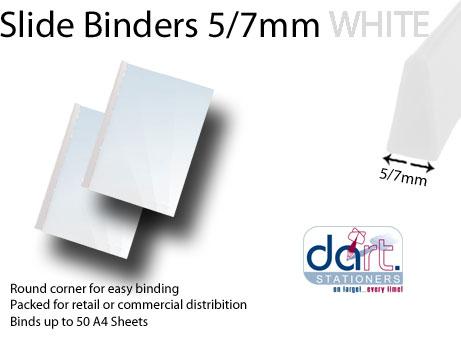 SLIDE BINDERS  5/7MM WHITE