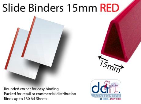 SLIDE BINDERS 15MM RED