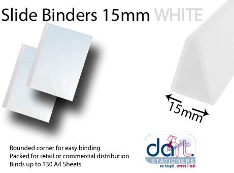 SLIDE BINDERS 15MM WHITE