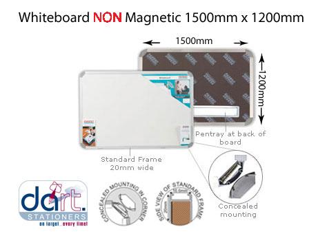 WHITEBOARD STD 1500X1200 NON MAGNETIC