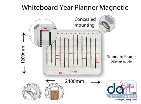 WHITEBOARD YEAR PLANNER MAGNETIC 2400X1200MM
