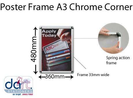 POSTER FRAME A3 480X360MM CHROME CORNER