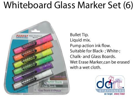 WHITEBOARD GLASS MARKER SET(6)