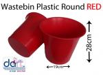 WASTEBIN PLASTIC ROUND RED
