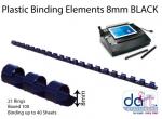 BINDING ELEMENTS  8MM BLACK