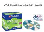 CD-RW 700MB  8-12x 80MIN REWRITABLE VERBATIM