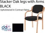 CHAIR STACKER OAK LEGS W/ARMS BLACK