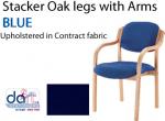 CHAIR STACKER OAK LEGS W/ARMS BLUE