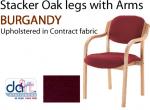 CHAIR STACKER OAK LEGS W/ARMS BURGANDY