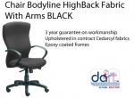 CHAIR BODYLINE H/BACK FABRIC W/A BLACK