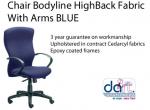 CHAIR BODYLINE H/BACK FABRIC W/A BLUE