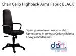 CHAIR CELLO HIGHBACK ARMS FABRIC BLACK