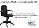 CHAIR CELLO MID/BACK ARMS FABRIC BLACK