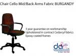 CHAIR CELLO MID/BACK ARMS FABRIC BURGANDY