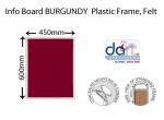 INFO BOARD 600X450 BURGUNDY  PLASTIC FRAME