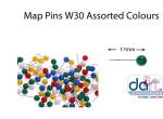 PINS MAP W30  ASSORTED COLOURS